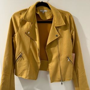 Faux suede yellow jacket